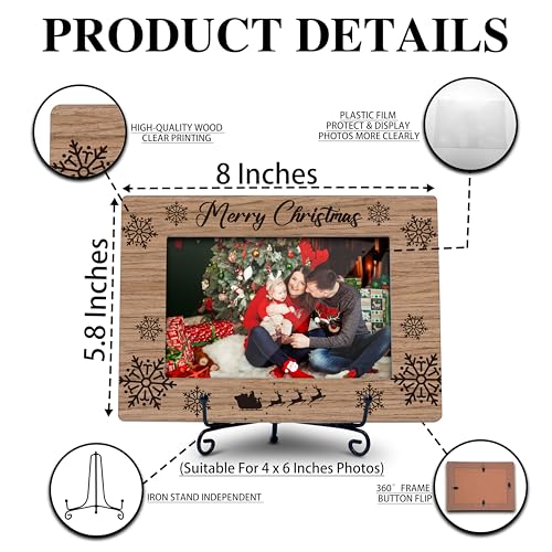 YQV Merry Christmas Picture Frame 5.7x8 in with Iron Stand - Christmas Gift for Kids