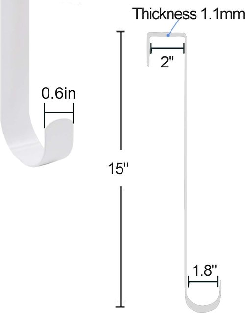 HiGift 2 Pack White Wreath Hanger for Front Door, Long Metal Over The Door Hook for Christmas and Party Wreath Making Decoration, Hanging Clothing, Towels, Wreaths, Bags, 15"