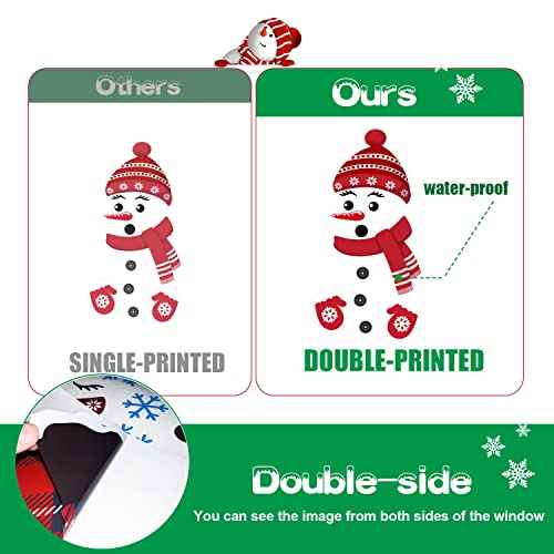 IMISHM 4 Sheet Christmas Decorations - Removable Wall Stickers with Snowman, Snowflake Decals for Windows, Doors & Refrigerators