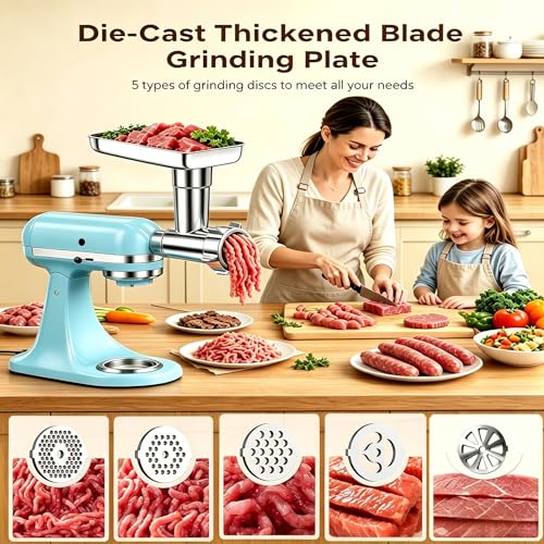 Stainless Steel Meat Grinder Attachment for KitchenAid Mixer - Dishwasher Safe