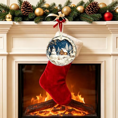 VYBRID 2026 Snowman Cabin Deer Christmas Ornament - White-Blue Variant