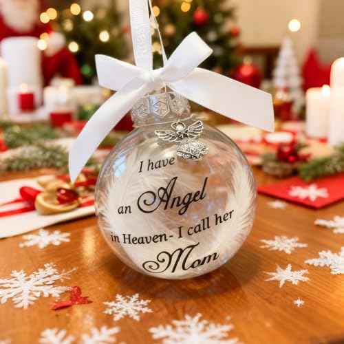 Memorial Christmas Ornament Xmas Ball I Have an Angel in Heaven I Call Her Mom Special Christmas Memorial Ornament for Loss of Loved One Sympathy Gift Angel Ornaments for Christmas Tree (MOM)