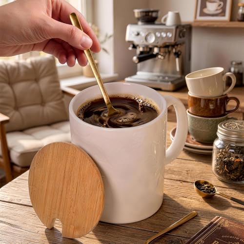16-Pack Sublimation Coffee Mugs 11oz with Bamboo Lids & Spoons - White Ceramic