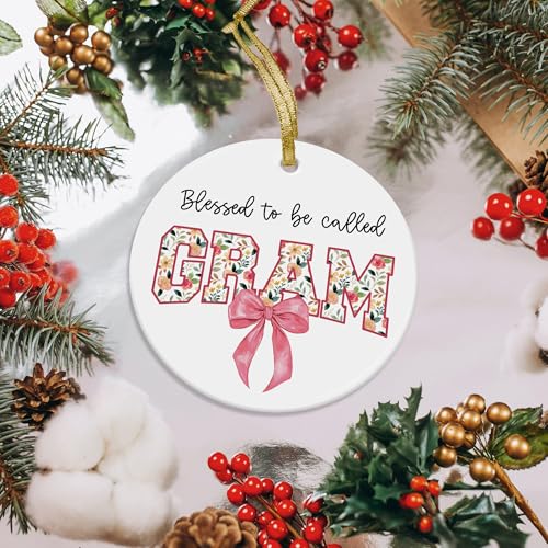 XNXLDYLH Blessing Gram Christmas Tree Ornament for Grandma from Grandkids - 3x3 Inch Ceramic Gift