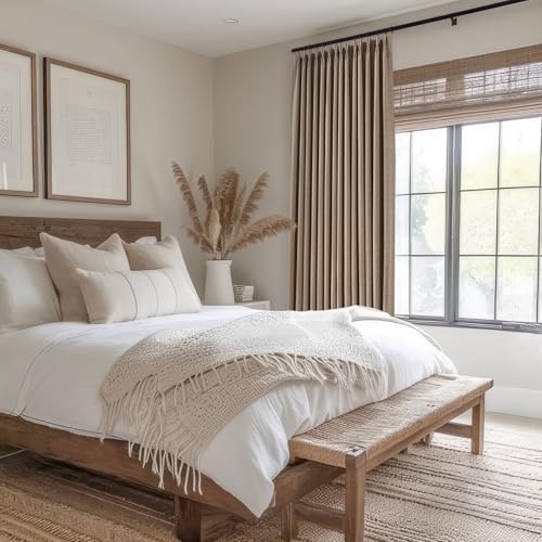 Blackout Linen Curtains 2 Panels 40W x 96L - Pinch Pleated, Noise & Heat Insulation, Room Darkening, Variation of THIS listing