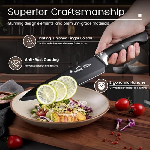 21-Piece Kitchen Knife Set with Block & Sharpener - German Stainless Steel