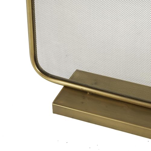 Gold Metal Geometric Fireplace Screen - 38 Inch Indoor Decor