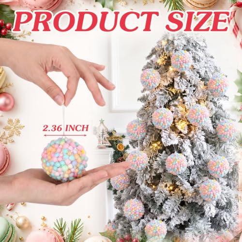 24 Pcs Christmas Balls 2.36" Shatterproof Pastel Rainbow Foam