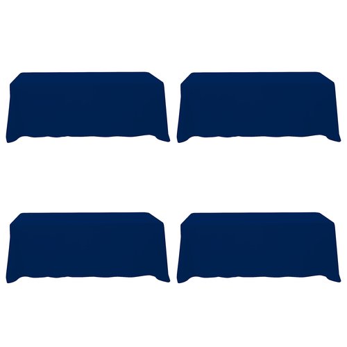 BRILLMAX 4 Pack Navy Blue Tablecloths 90 x 156 Inch for 8ft Rectangle Tables - 150 GSM Polyester Fabric, Floor Length Drop, Water, Stain & Wrinkle Resistant Cloth Cover for Wedding Reception Banquet