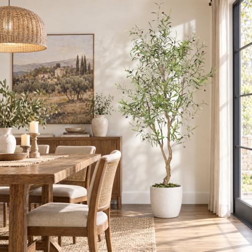 7ft Faux Olive Tree with Natural Branches & Realistic Leaves - Artificial Indoor Decor