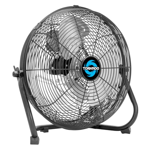 12-Inch High-Velocity Metal Floor Fan - 3-Speed, Tilting, Industrial & Home Use