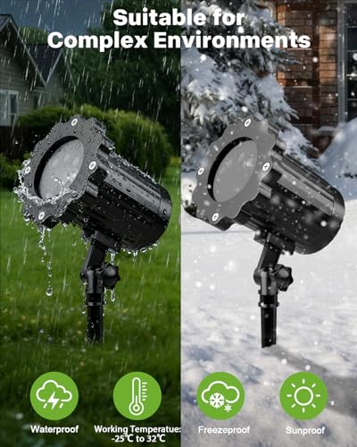 ECOHDT Outdoor Laser Christmas Projector Lights RGB 3 Colors Waterproof Twinkle Stars