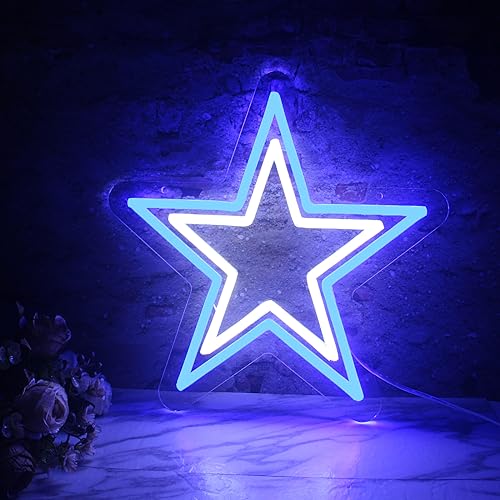 Cowboys Neon Sign - Blue & White LED Wall Light for Dallas Fans - Game Room Decor, Cowboys Merch Gift - Variation: Cowboys