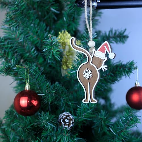 OENIZI To139 Wooden Christmas Ornament - Bad Kitty Broken Cat, 3.93in Holiday Tree Decor