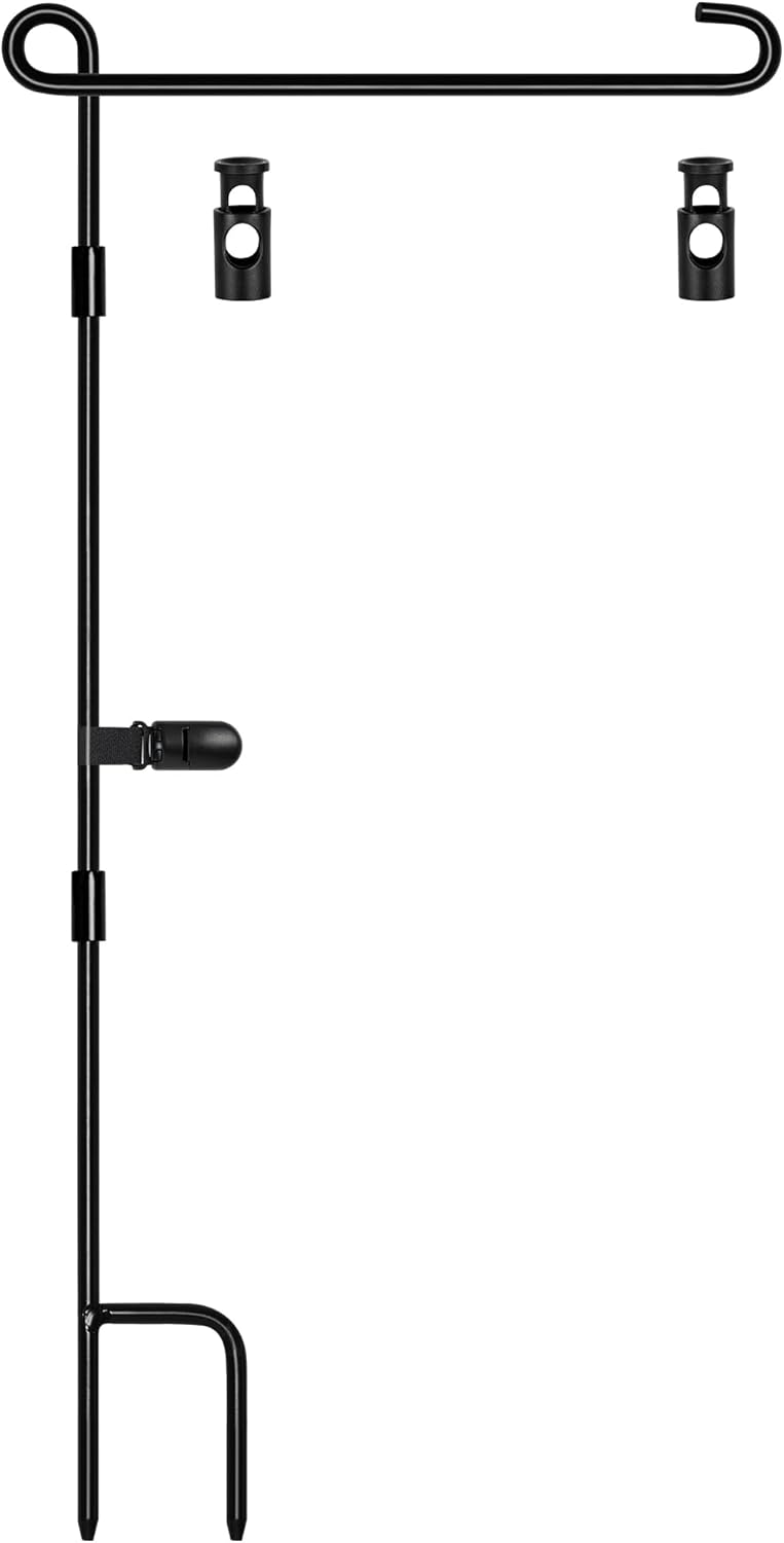 Nirohee Garden Flag Stand - Premium 12x18 Metal Holder with Clip & Stoppers for Outdoor Decor