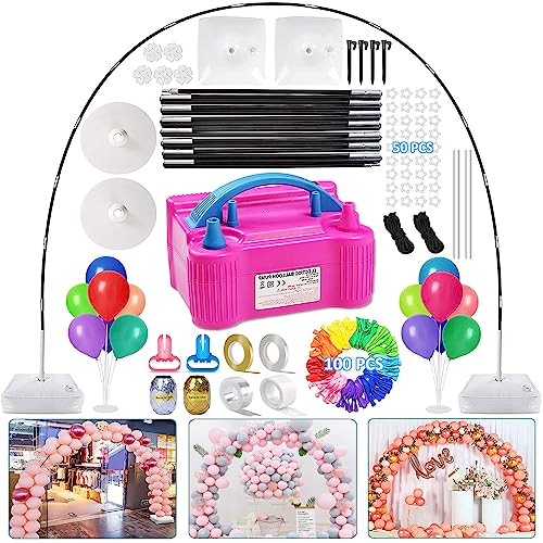10 ft Balloon Arch Kit with Electric Pump, 100 Balloons & Adjustable Stand for Weddings & Parties