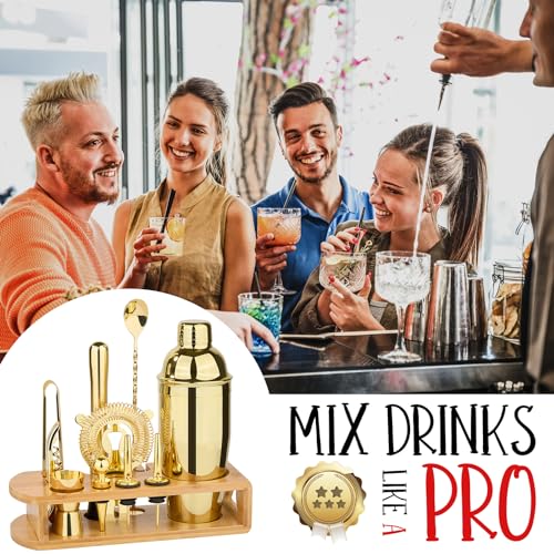 12-Piece Cocktail Shaker Set with Bamboo Stand | Bartender Kit for Home & Bar