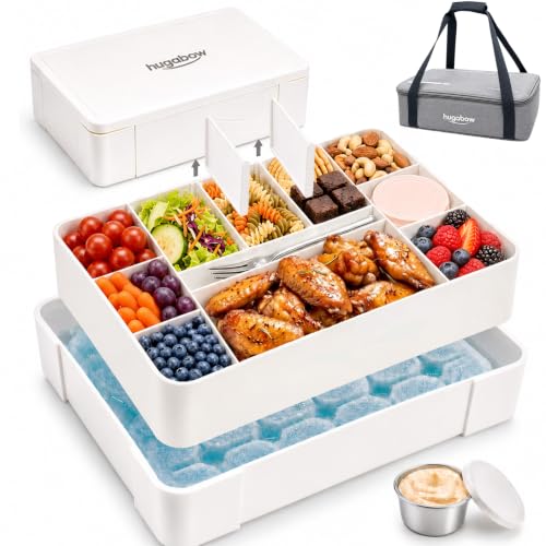 Milky White 11-Compartment Insulated Snackle Box with Ice Pack & Bag