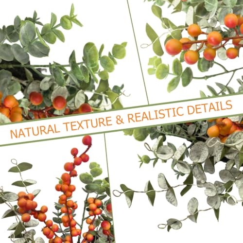 24-Inch Fall Eucalyptus Wreath with Orange Berries - Front Door Decor