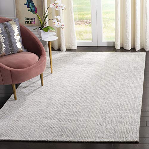 SAFAVIEH Abstract Collection Accent Rug - 3' x 5', Silver & Blue, Handmade Wool & Viscose, Ideal for High Traffic Areas in Entryway, Living Room, Bedroom (ABT469G)