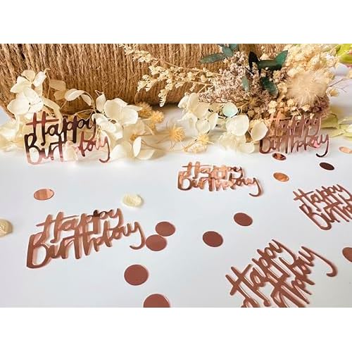 Rose Gold Birthday Confetti for Table Decor,270 PCS Glitter Happy Birthday Decorations for Party Supplies,Table Confetti