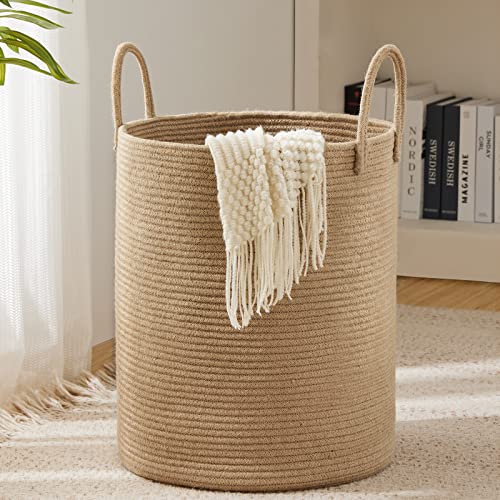 Large 72L Jute Laundry Hamper Basket - Tall Woven Rope Storage Bin for Bedroom & Nursery