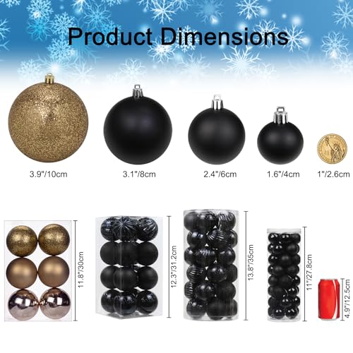 Bronze 3.94" Shatterproof Christmas Ornaments, 6 Pcs – Large Bronze Ball Xmas Decorations
