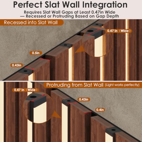 GloryAir 6pcs Slat Wall LED Panel Lights with Touch Switch, Black, 16/24/40 Inch Variants
