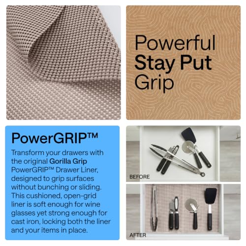 Beige PowerGRIP Drawer and Shelf Liner 24x30 Inches Nonadhesive Organizer