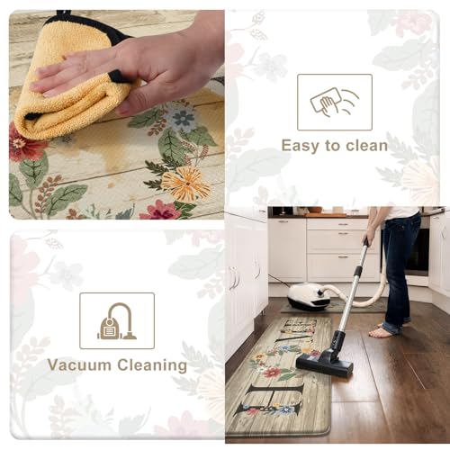 KIMODE Anti-Fatigue Kitchen Floor Mats 2-Pack - Cushioned Waterproof Rugs for Cooking & Standing Comfort