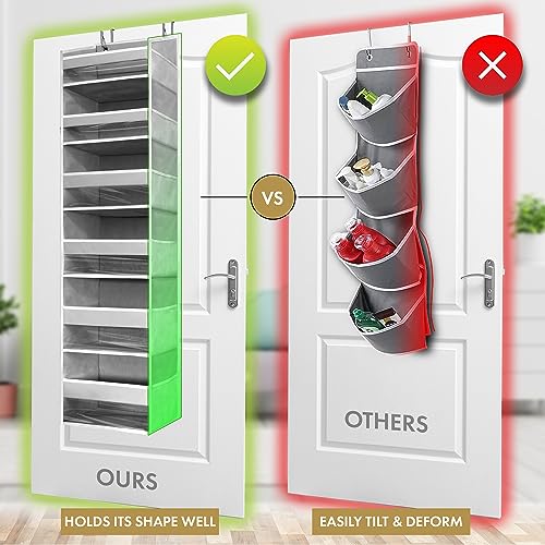 Over the Door Organizer 6-Tier Closet Storage with 12 Mesh Pockets - Ivory, 2 Pack