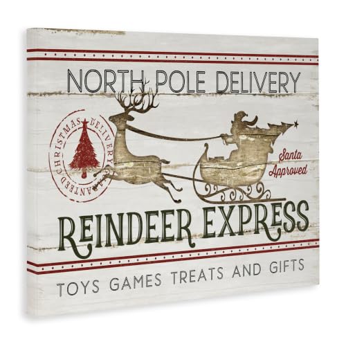 North Pole Delivery Reindeer Express Christmas Canvas Wall Art 36x48"