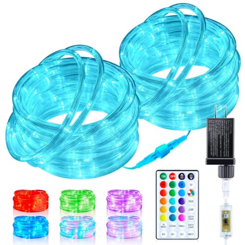 Minetom 66ft Connectable RGB Outdoor Rope Lights - 200 LED, 18 Colors, Remote Control