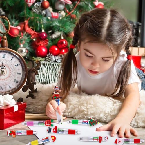 24PCS Christmas Multicolor Pens 4 Colors in 1 0.7mm Cute Gifts