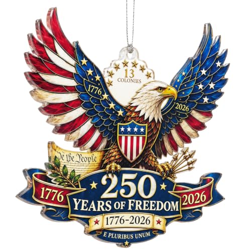 250th Anniversary USA Ornament - Patriotic Bald Eagle Acrylic Christmas Keepsake
