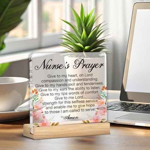 Nurse Gifts for Women, Inspirational Gifts for Nurse RN Nurse Students, Nursing Gifts Nurse's Prayer Acrylic Desk Sign Decor