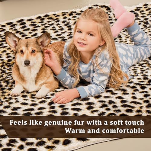 5'2" x 7' Cheetah Print Rug - Faux Animal Skin Area Rug for Bedroom Living Room - Multicolor