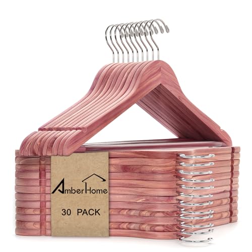 30 Pack Natural Red Cedar Wooden Suit Coat Hangers - Slim Space-Saving Design