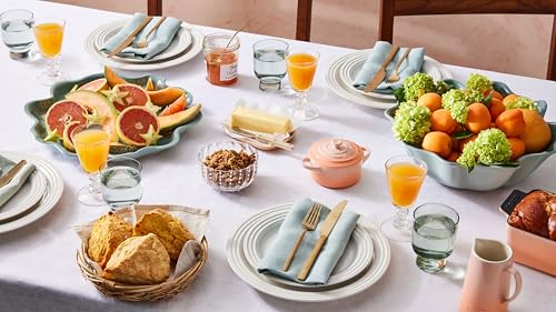 Le Creuset 4-Piece White Stoneware Dinner Plate Set 10.5" - Durable, Nonstick, Dishwasher Safe