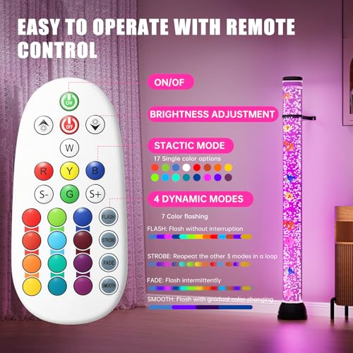 Large Sensory Bubble Tube Lamp with Remote Control & 16 Color Effects for Stress Relief