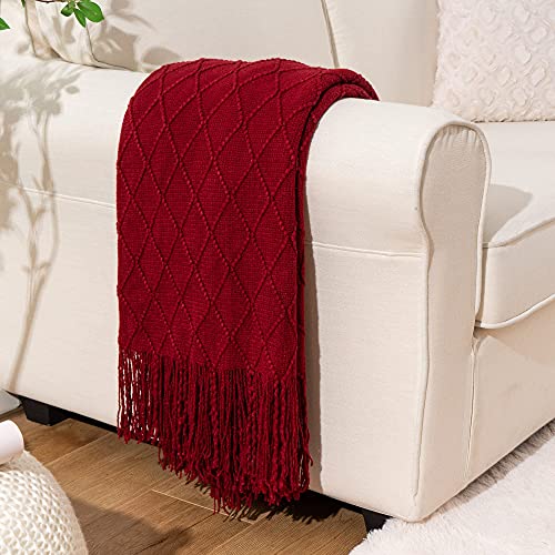 Battilo Red 50x60 in. Fringe Throw Blanket for Couch & Sofa – Boho Christmas Decor