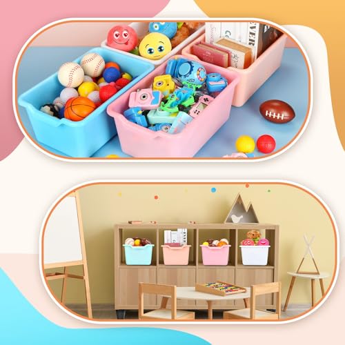 16-Piece Plastic Cubby Bins for Classroom Candy Colors Storage Organizer