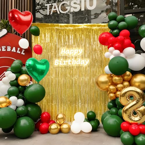 MEBAY Red Green White Gold Christmas Balloon Arch Kit with Fringe Curtain (Variation: Red Green White)