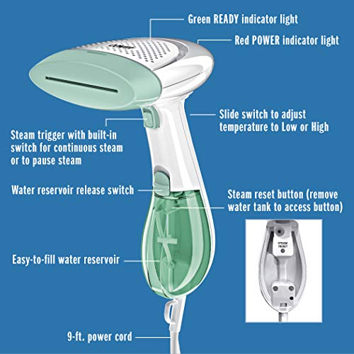 White / Mint Green Handheld Garment Steamer 1200W Portable Clothes Steamer