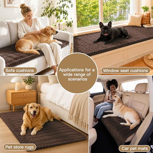 BIETYONE Washable Non-Slip Couch Cover for Dogs, Brown, 27.6 x 70.9 inches
