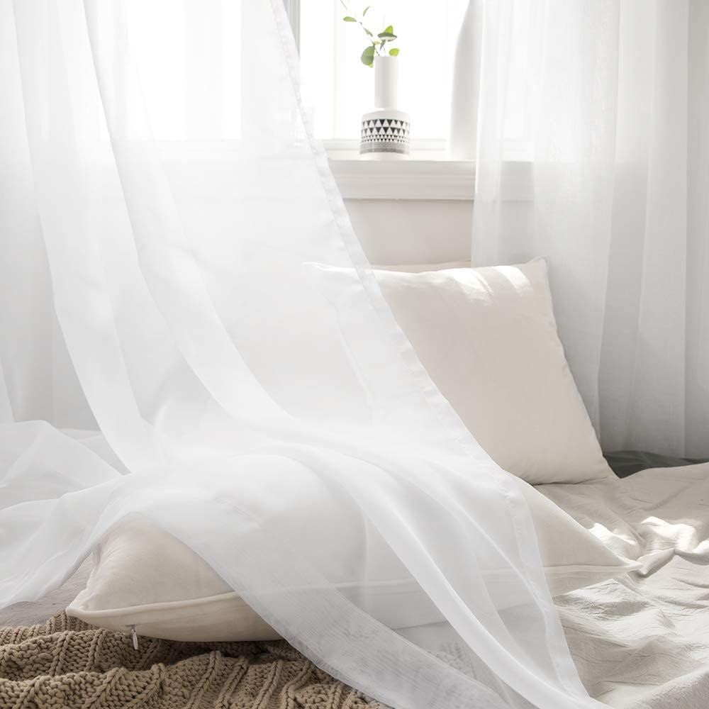 MIULEE Sheer Curtains - Elegant Lightweight Grommet Drapes for Light Filtering | 84-Inch White, 2 Panels Set