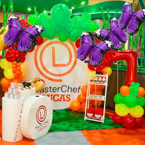 Purple Charming 4 Pack Butterfly Party Balloons, 28 Inches Girls Fairy Wings Butterfly Themed Helium Foil Aluminum Balloon For Wedding, Baby Shower, Birthday Party Decorations