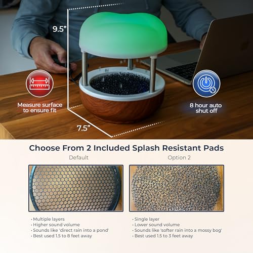 Mindsight Calming Cloud Water Fountain with Woodgrain Finish | Zen Desk Decor for Stress Relief & Focus