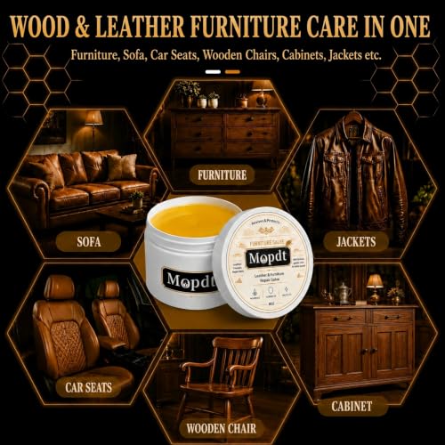 Wood & Leather Furniture Repair Salve with Sponge - 8oz - Natural Care for Dull & Dry Surfaces