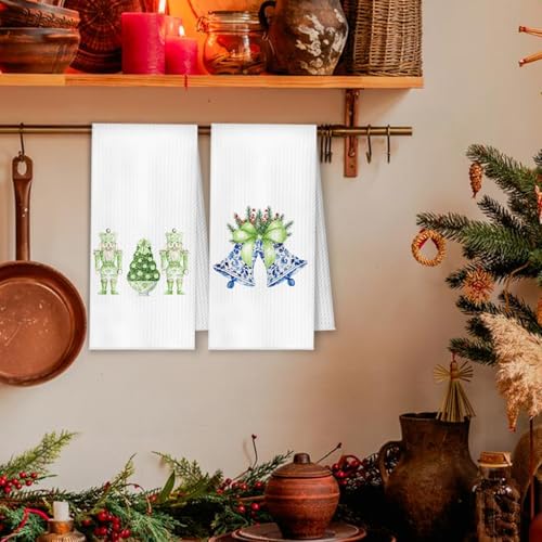 YRDBGHZDF Green Chinoiserie Christmas Kitchen Towels - Casual Holiday Decor, Set of 4